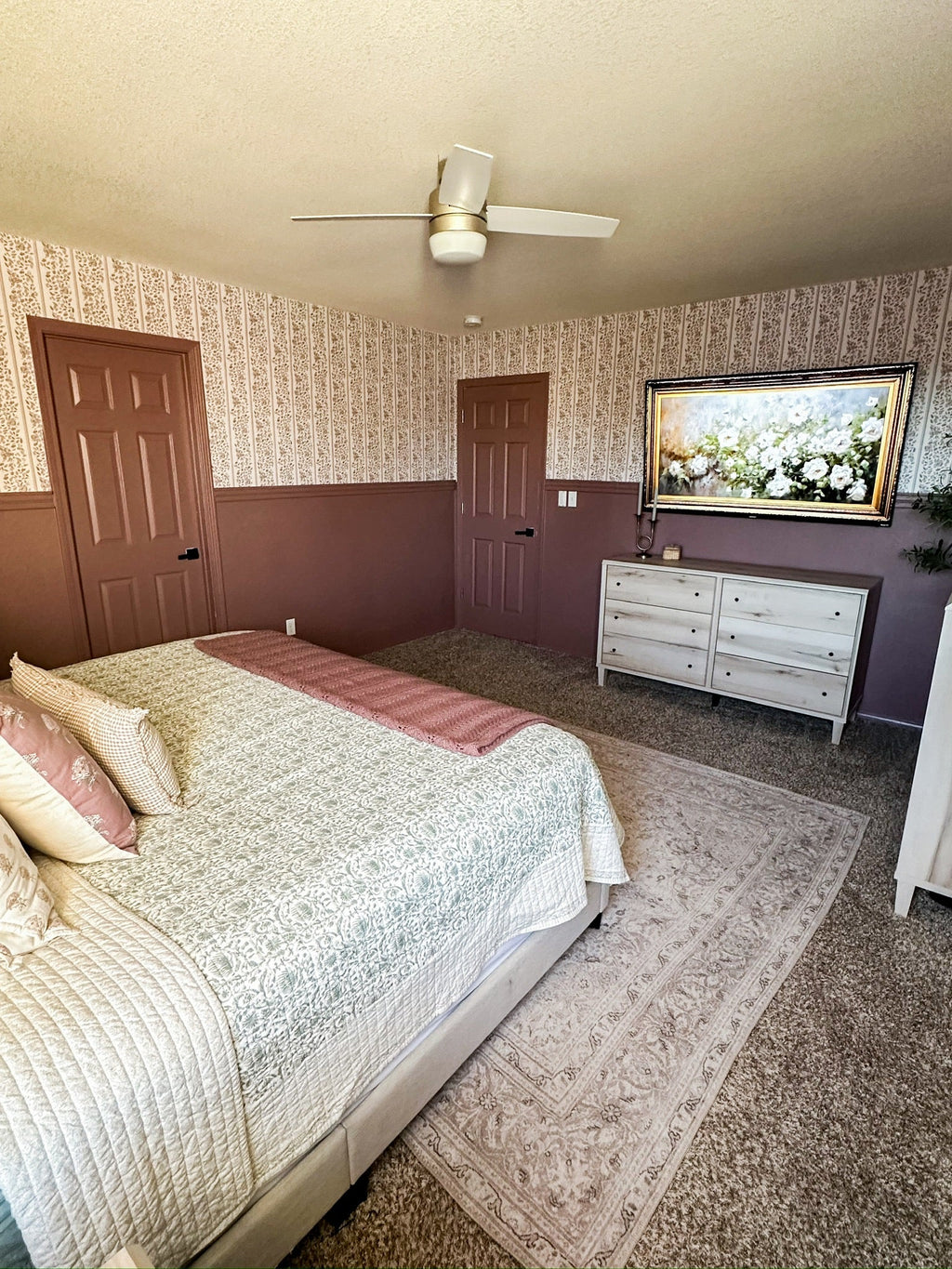 Bridget Floral Removable Wallpaper in Dusty-Rose & Pale-Blue
