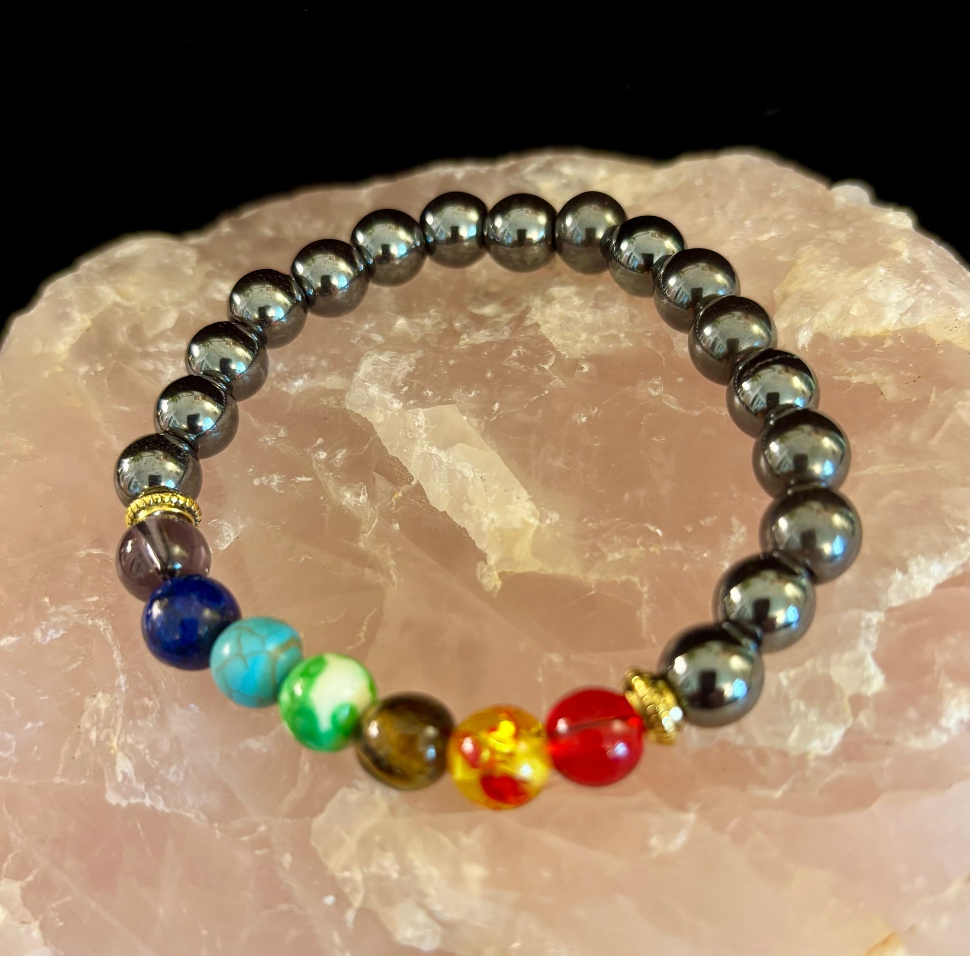 Chakra Healing Reiki-Infused Bracelet with Hematite - Grounding, Protection & Balance