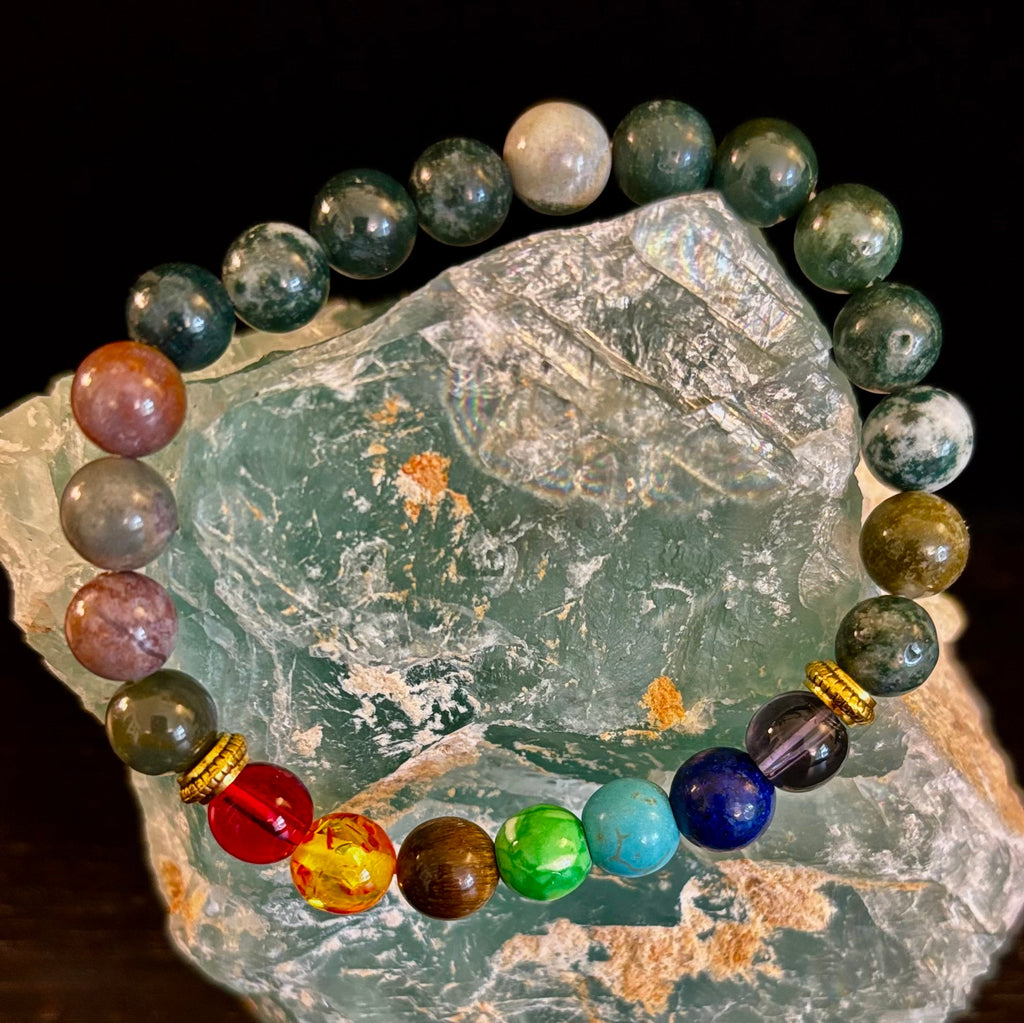 Chakra & India Onyx Reiki-Infused Healing Bracelet – Grounding Energy & Spiritual Balance
