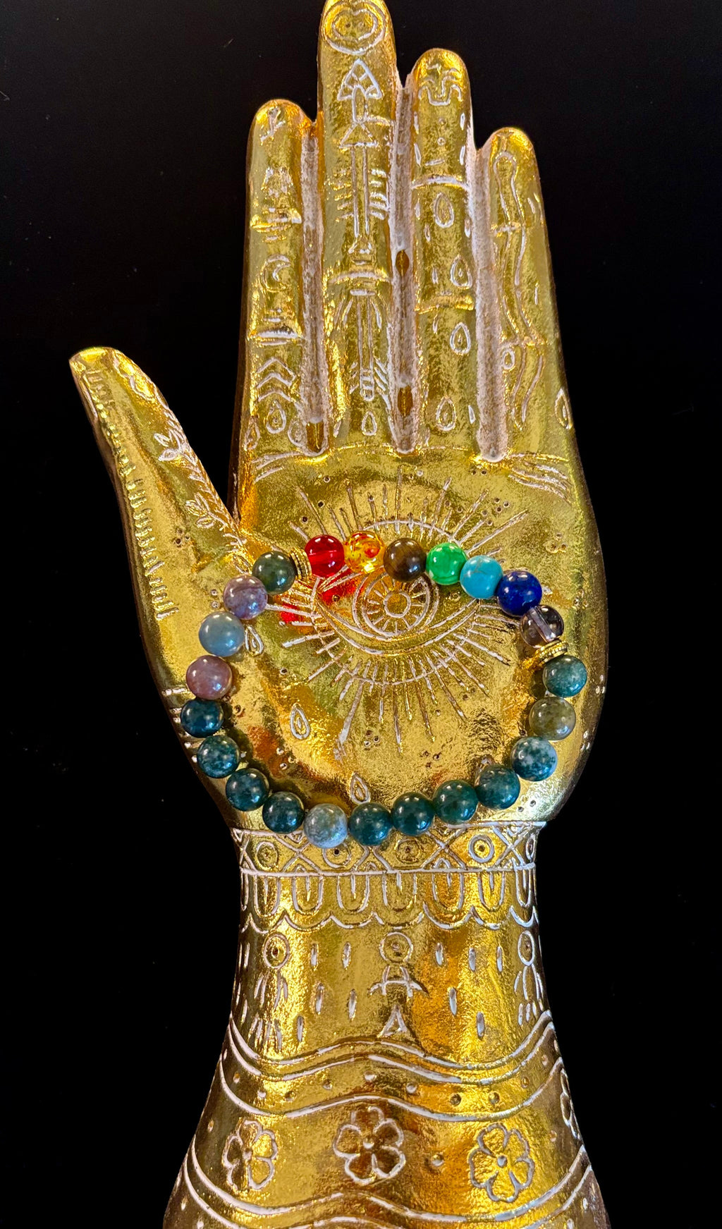 Chakra & India Onyx Reiki-Infused Healing Bracelet – Grounding Energy & Spiritual Balance