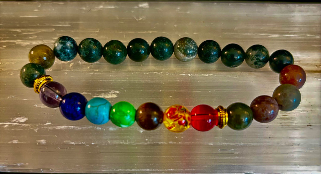 Chakra & India Onyx Reiki-Infused Healing Bracelet – Grounding Energy & Spiritual Balance