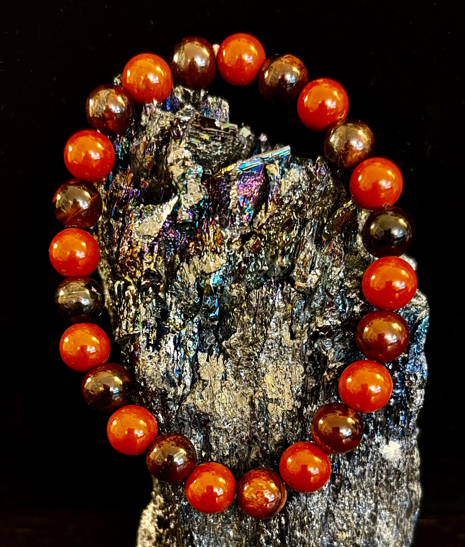Powerful Protection Bracelet – Red Tiger Eye & Red Jasper Healing Bracelet (For Large Wrists)