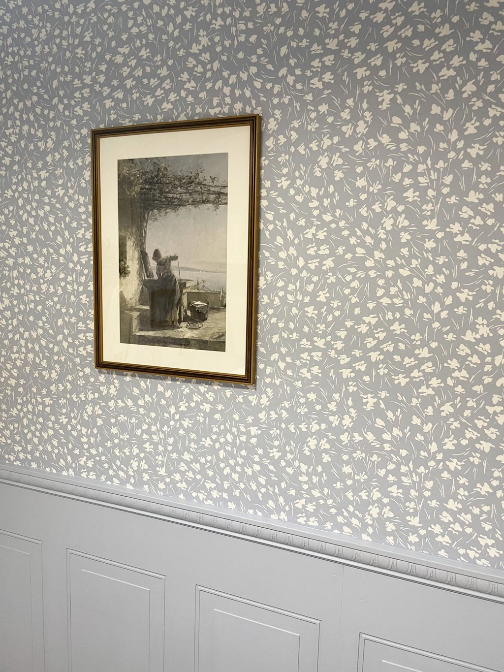 Elsie Floral Wallpaper in Pink, Blue, and White