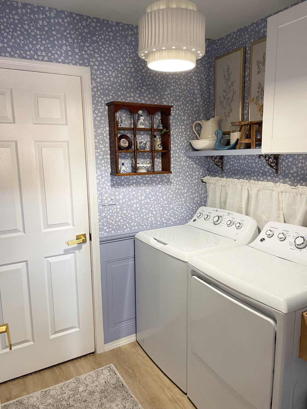 Elsie Floral Wallpaper in Pink, Blue, and White