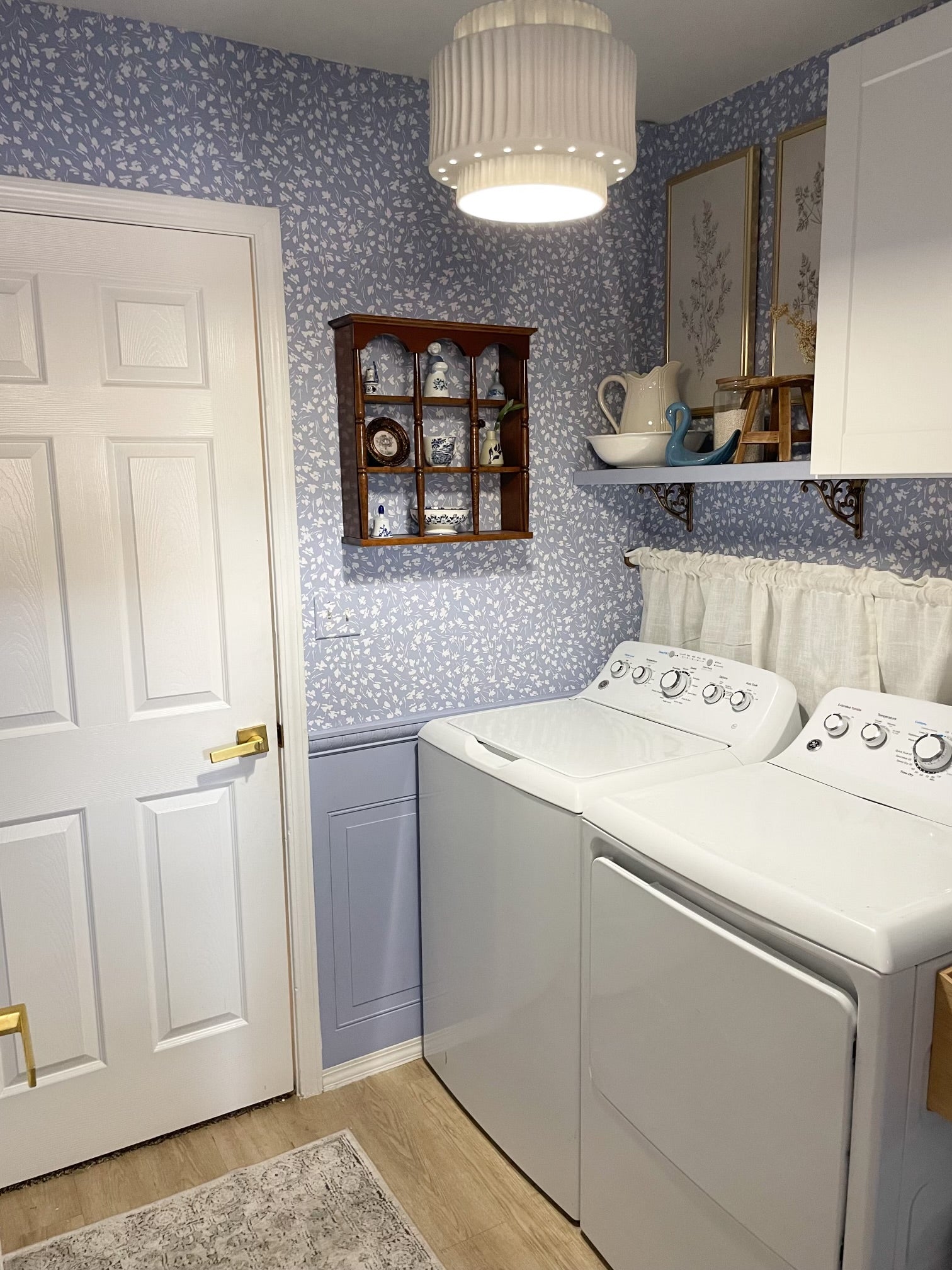 Elsie Floral Wallpaper in Pink, Blue, and White