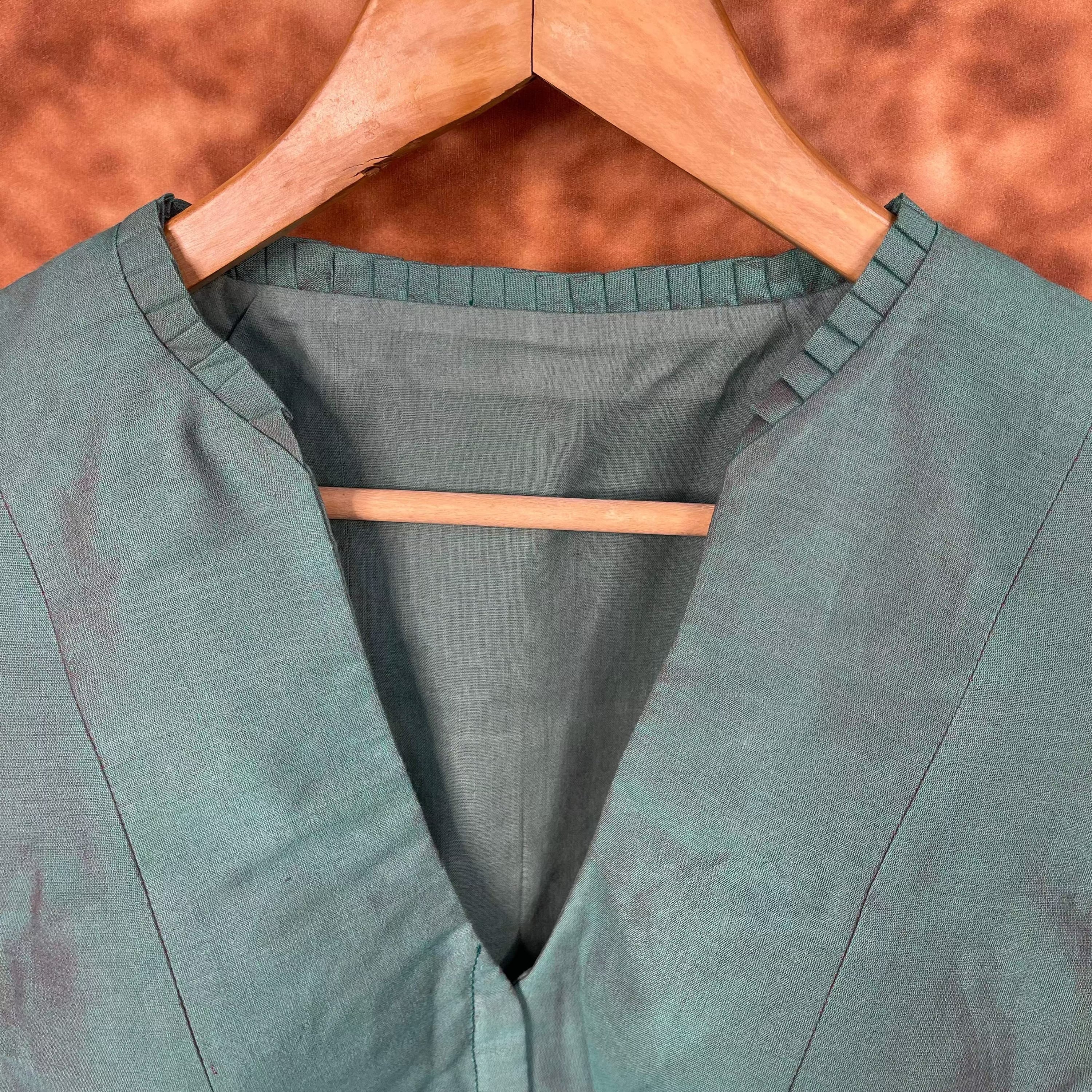 Sage Green Silk Cotton Ready to Wear Blouse