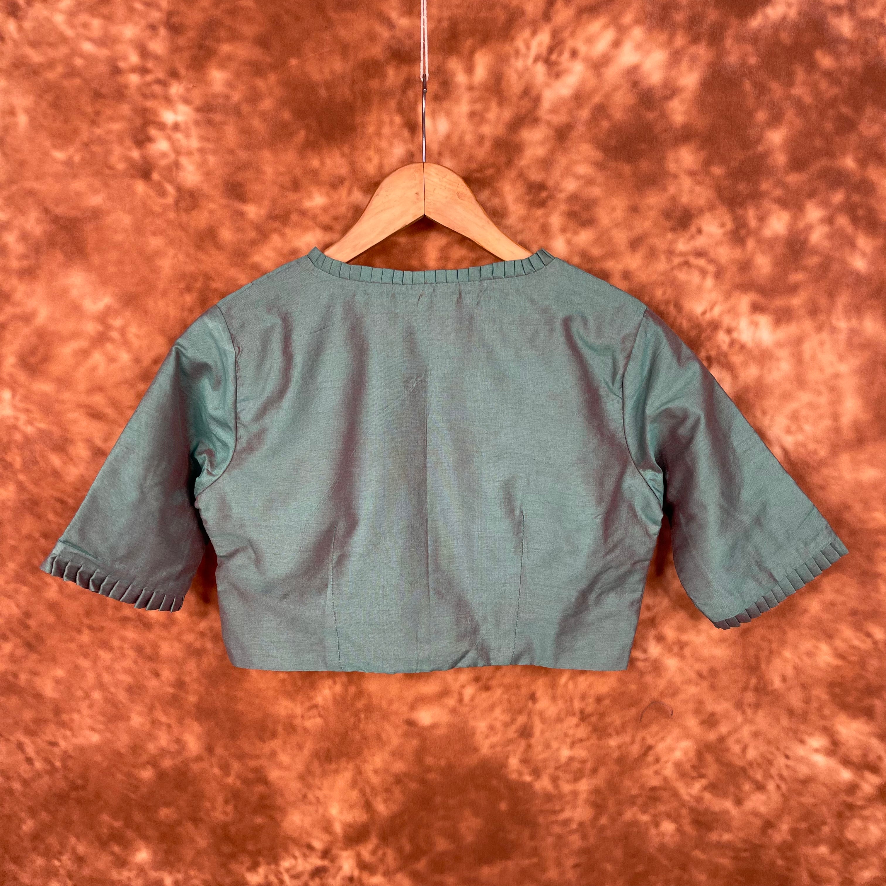 Sage Green Silk Cotton Ready to Wear Blouse