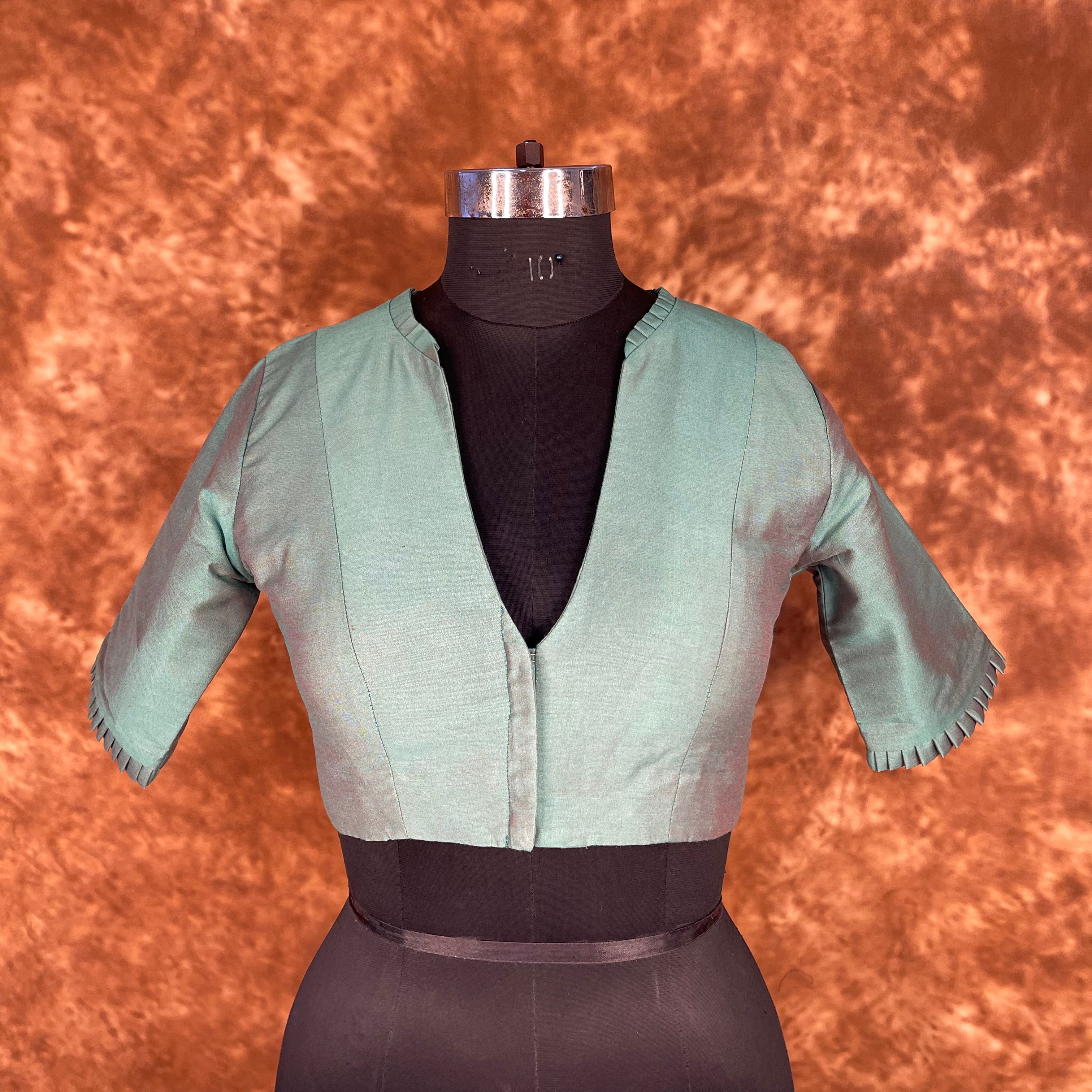 Sage Green Silk Cotton Ready to Wear Blouse