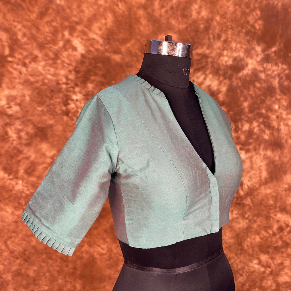 Sage Green Silk Cotton Ready to Wear Blouse