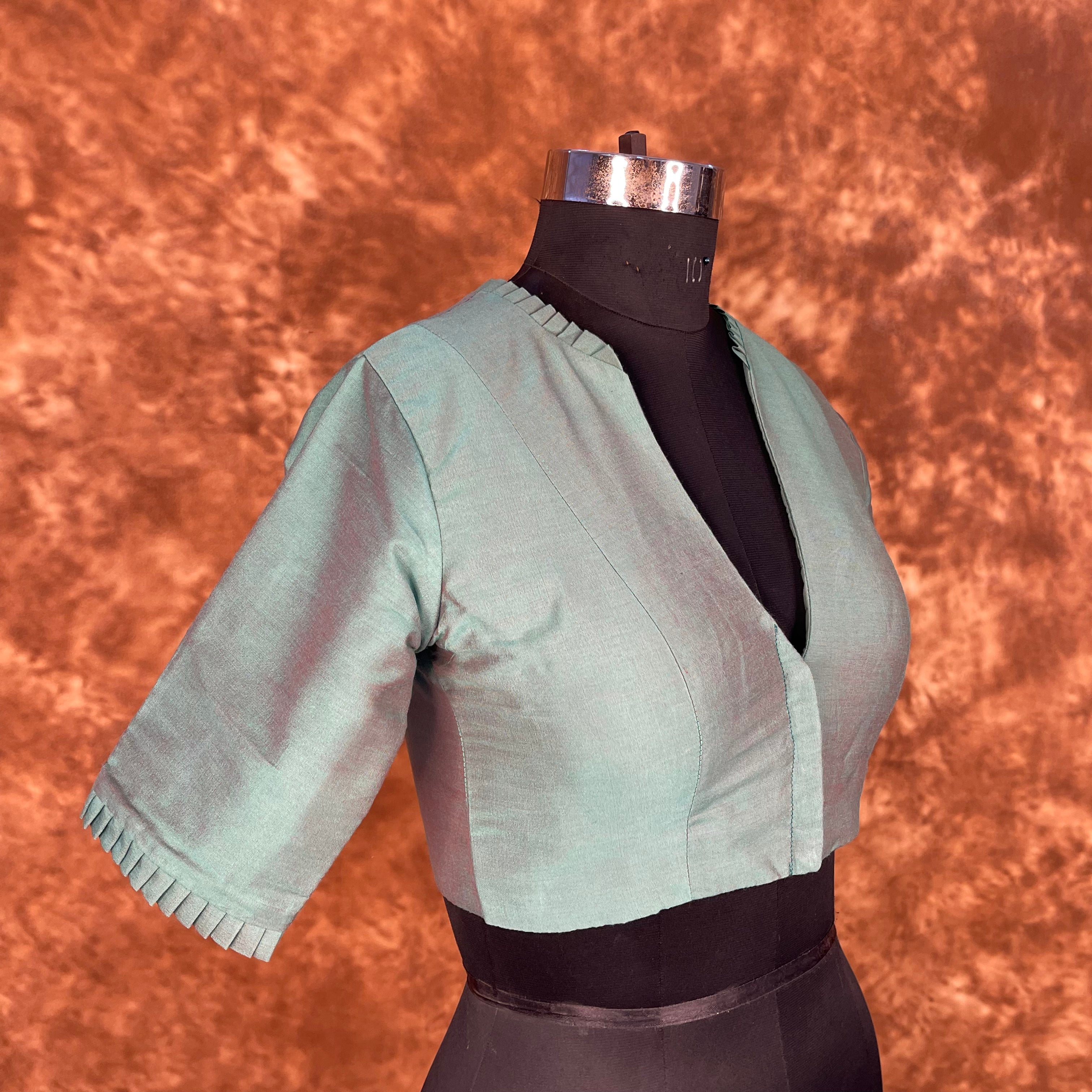 Sage Green Silk Cotton Ready to Wear Blouse