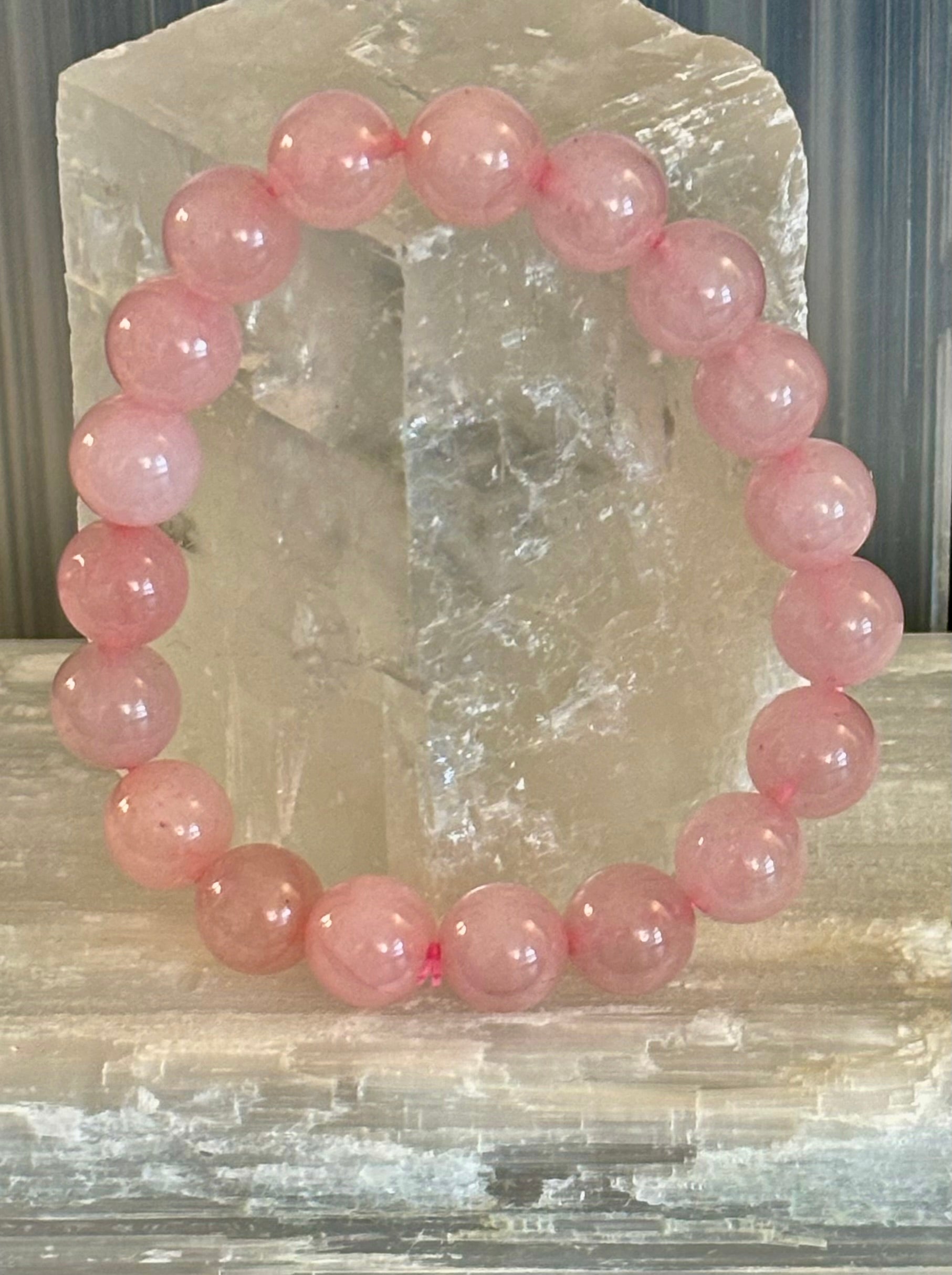 Rose Quartz Bracelet 8mm, 10mm & 12mm – Reiki-Infused Love, Healing & Self-Worth Jewelry (Multiple Wrist Sizes)