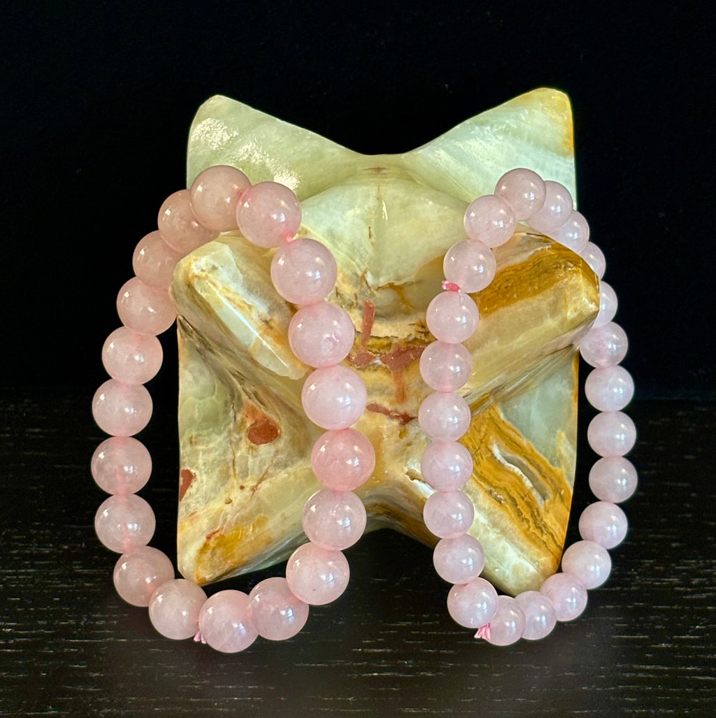 Rose Quartz Bracelet 8mm, 10mm & 12mm – Reiki-Infused Love, Healing & Self-Worth Jewelry (Multiple Wrist Sizes)