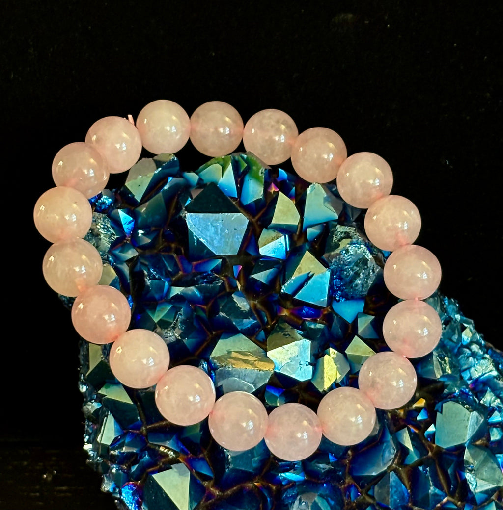Rose Quartz Bracelet 8mm, 10mm & 12mm – Reiki-Infused Love, Healing & Self-Worth Jewelry (Multiple Wrist Sizes)