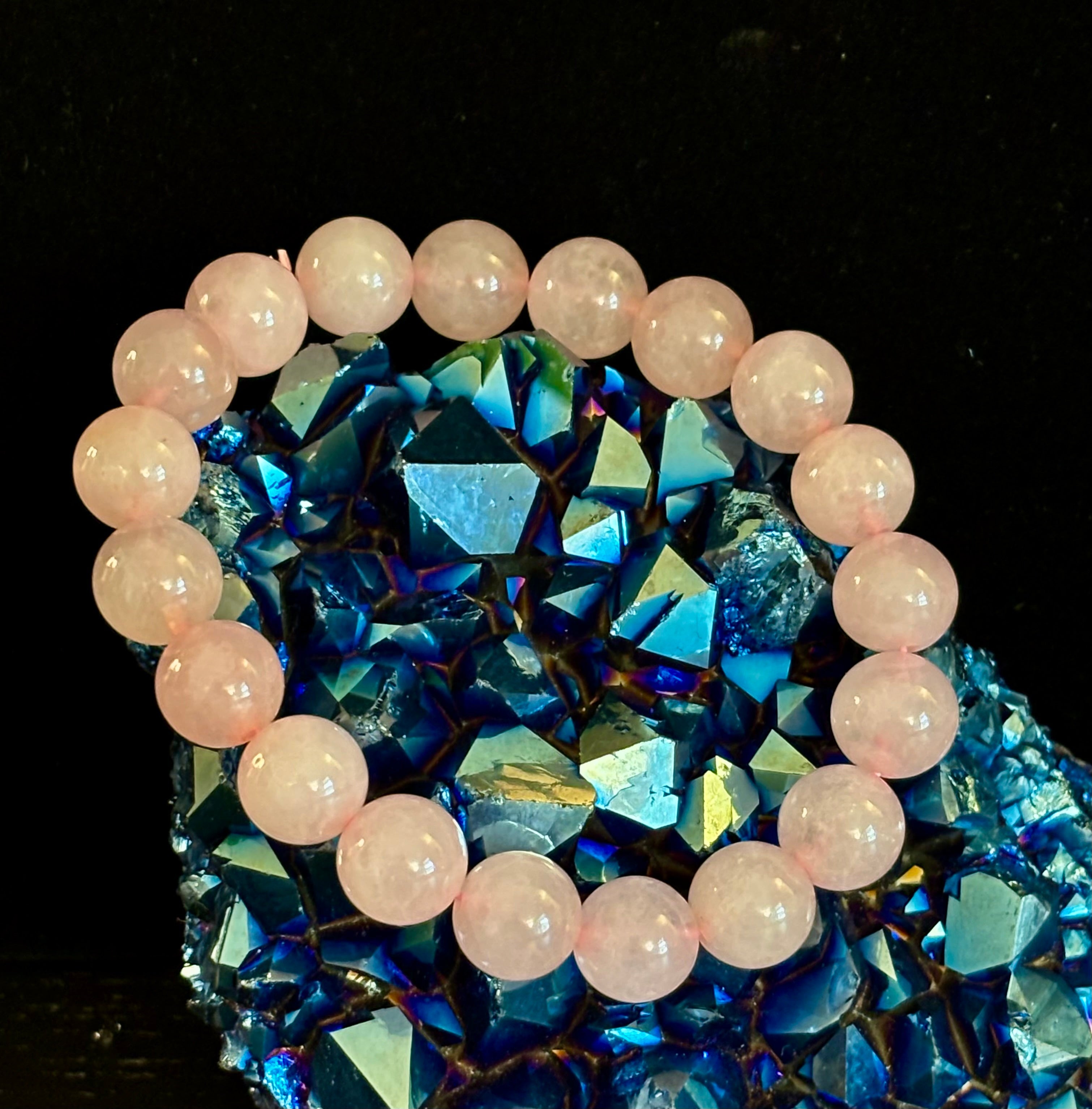 Rose Quartz Bracelet 8mm, 10mm & 12mm – Reiki-Infused Love, Healing & Self-Worth Jewelry (Multiple Wrist Sizes)