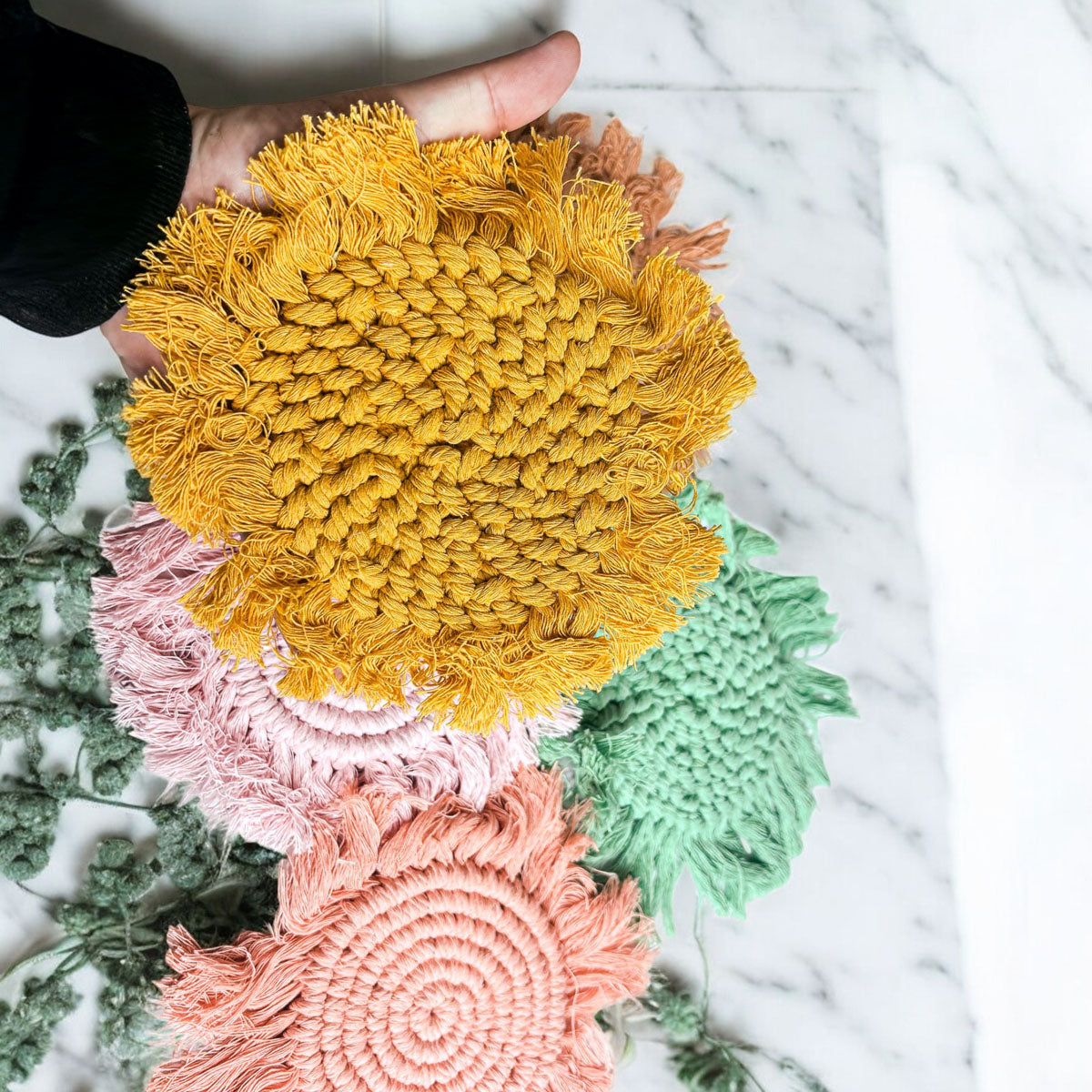 Pastel Braided Tassel Coasters