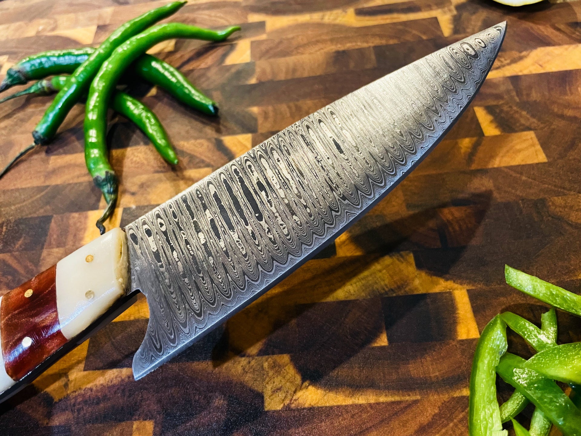 5-Piece Damascus & Arylic Knife Set / With Leather carry Bag