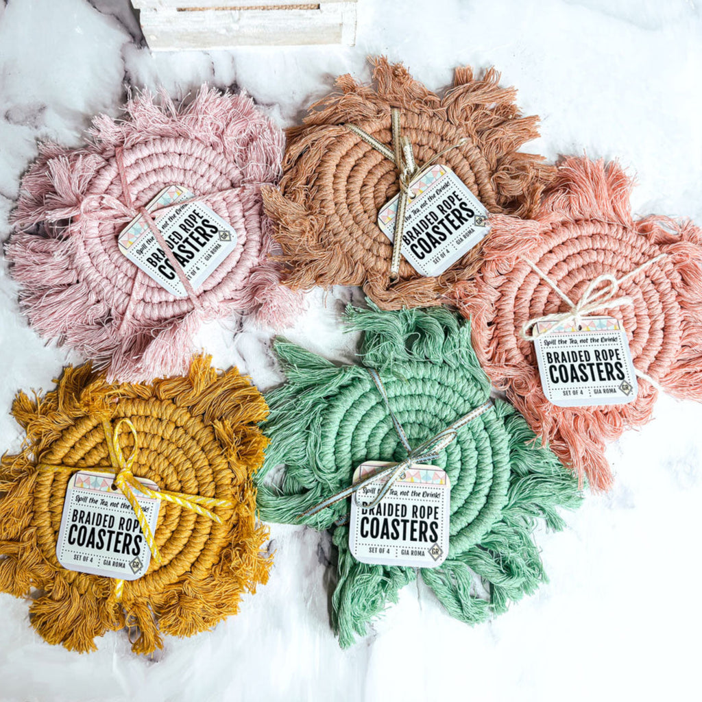 Pastel Braided Tassel Coasters