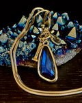 Crystal Teardrop Pendant Necklace – Ocean Blue, Emerald Green & Charcoal | Adjustable 29 inch Statement Necklace