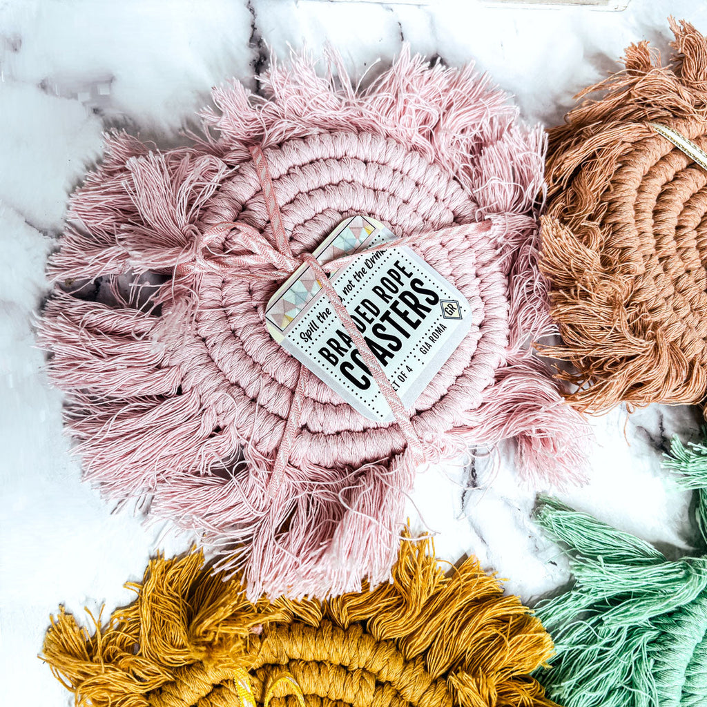 Pastel Braided Tassel Coasters