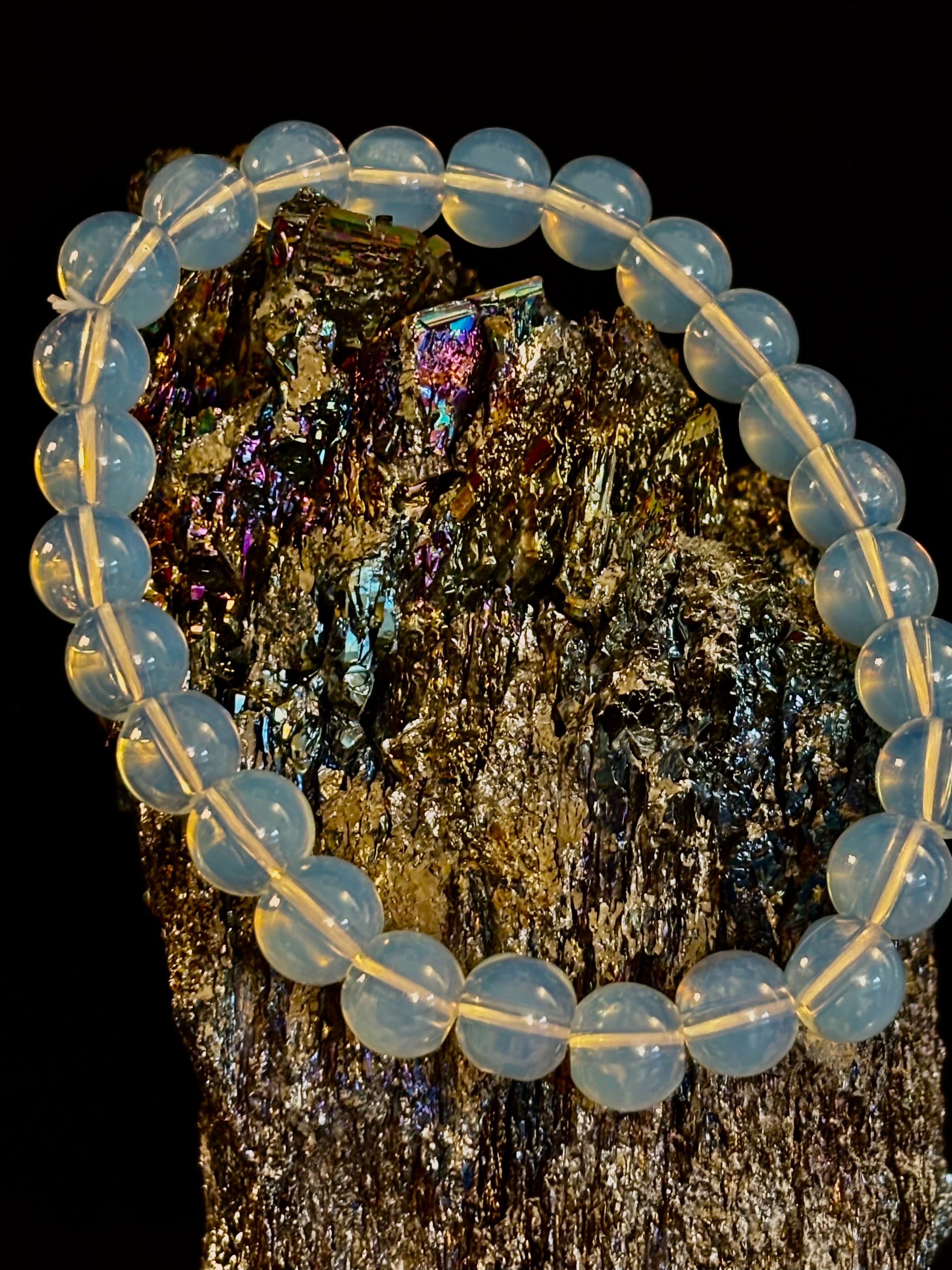 Opalite Healing Bracelet – Spiritual Energy & Inner Peace (8mm or 10mm Beads, Two Wrist Size Options)