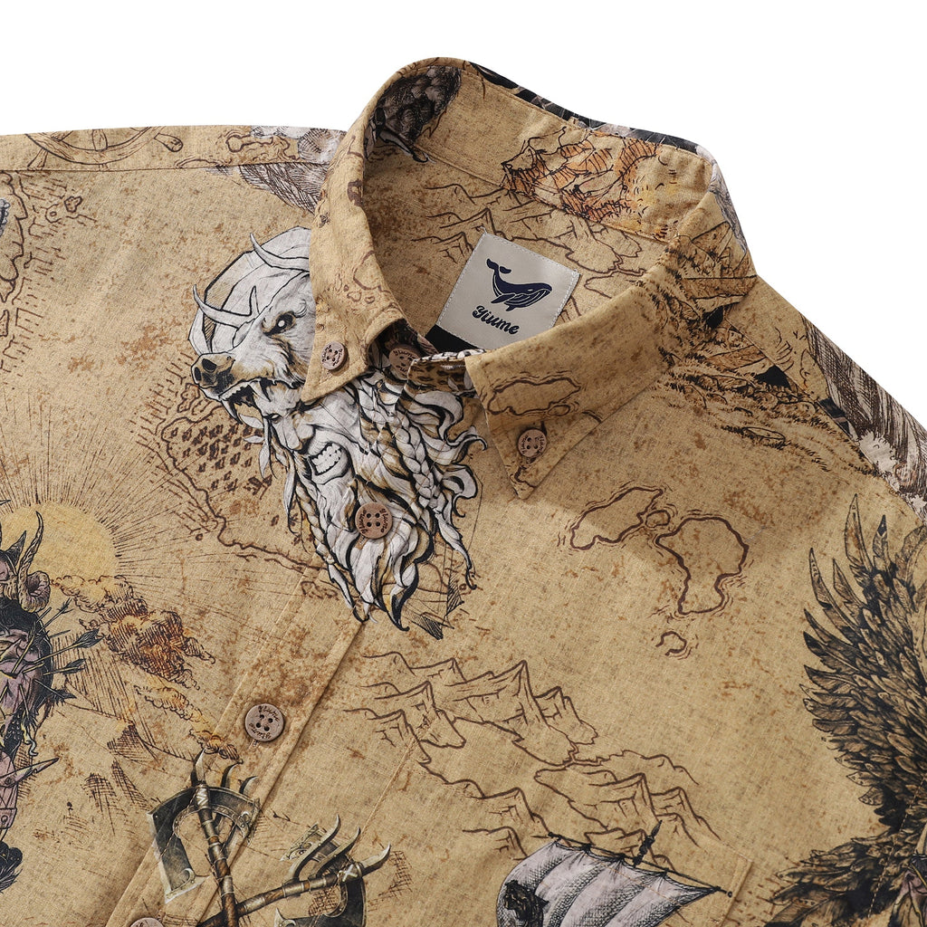 Men's Swashbucklers' Quest Cotton Hawaiian Button-Down Shirt