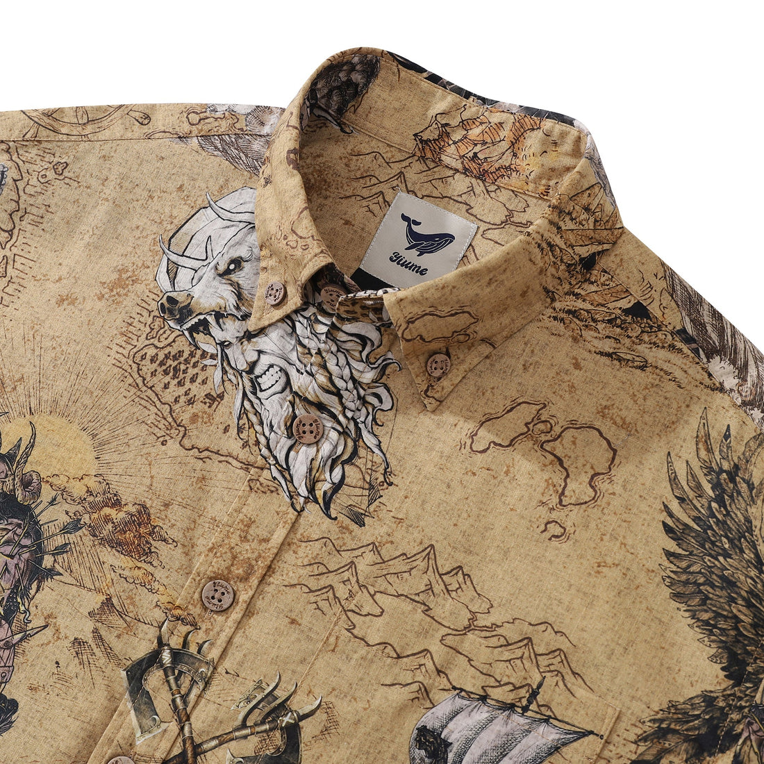 Men's Swashbucklers' Quest Cotton Hawaiian Button-Down Shirt