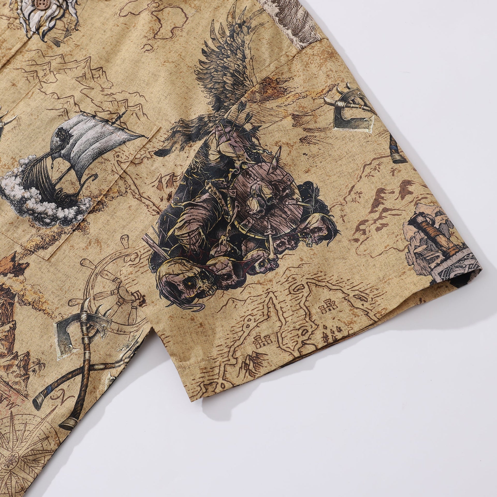 Men's Swashbucklers' Quest Cotton Hawaiian Button-Down Shirt