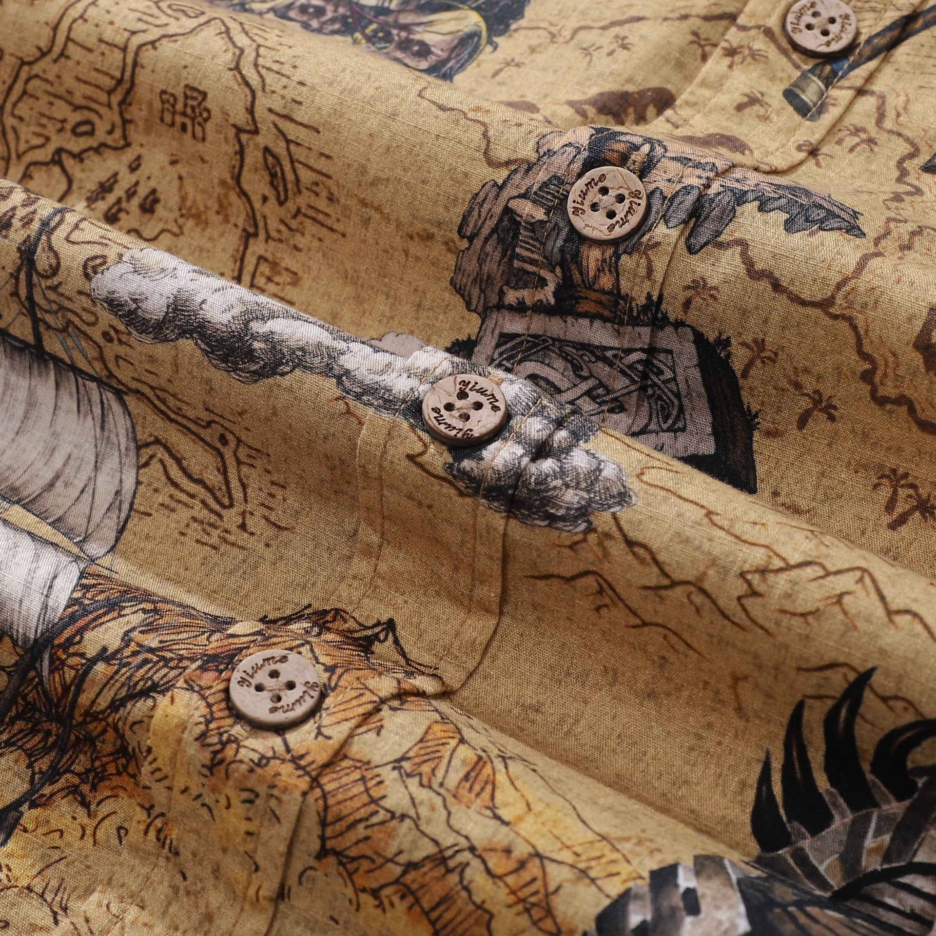 Men's Swashbucklers' Quest Cotton Hawaiian Button-Down Shirt