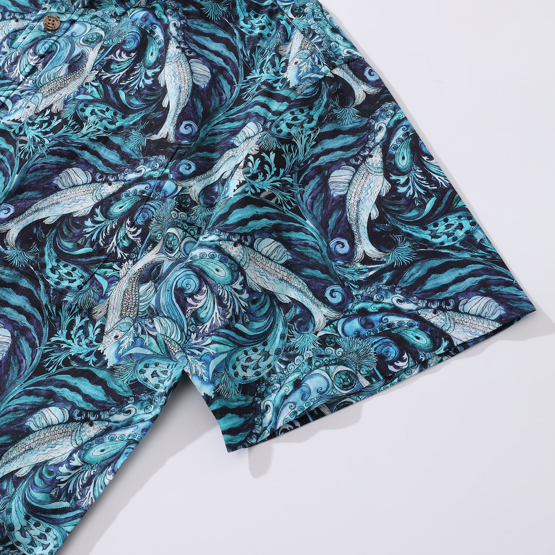 Island Marine Life Cotton Hawaiian Shirt Short Sleeve Aloha