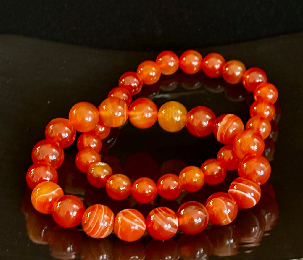 Carnelian Gemstone Bracelet 8mm & 10mm – Reiki-Infused Motivation & Manifestation Jewelry (Medium Wrist)