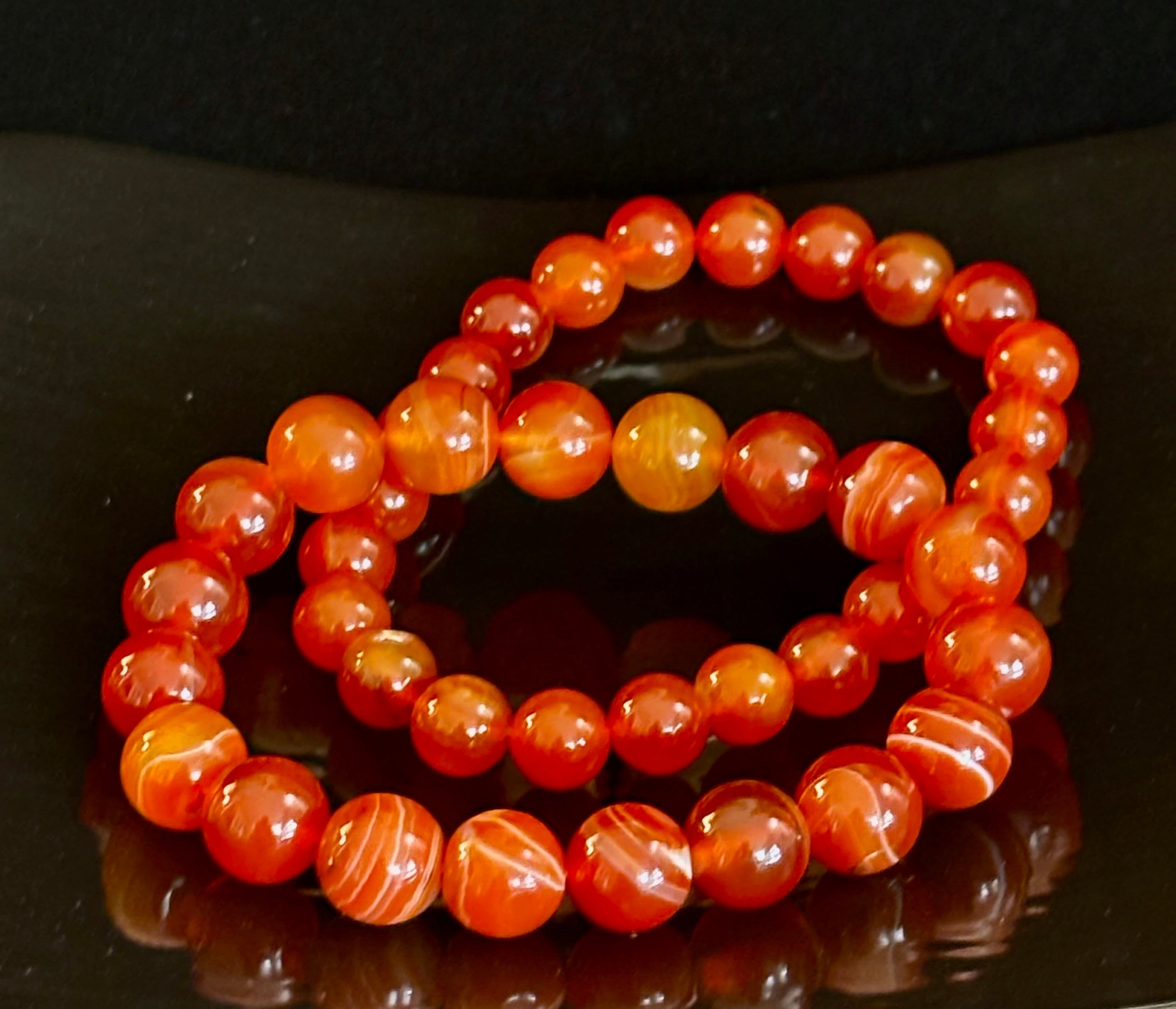 Carnelian Gemstone Bracelet 8mm & 10mm – Reiki-Infused Motivation & Manifestation Jewelry (Medium Wrist)