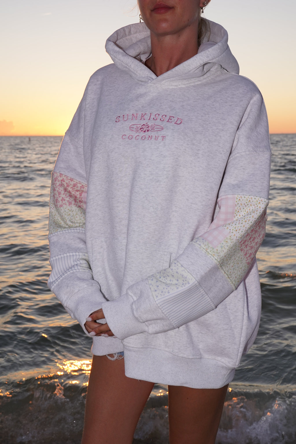 Quilted Pastel Embroidered Hoodie - Cozy Unisex Pullover