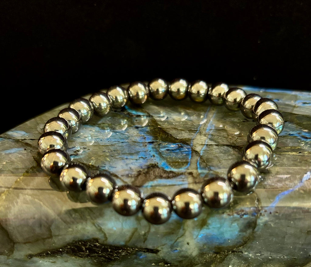 Hematite Grounding & Protection Bracelet – Root Chakra Healing Stone for Confidence, Clarity & Stability (6mm, 8mm, 10mm Options)