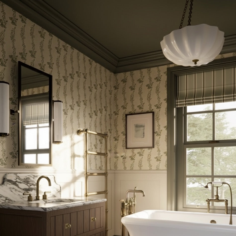 Ferguson Floral Removable Wallpaper in Charcoal, Gold & Blush