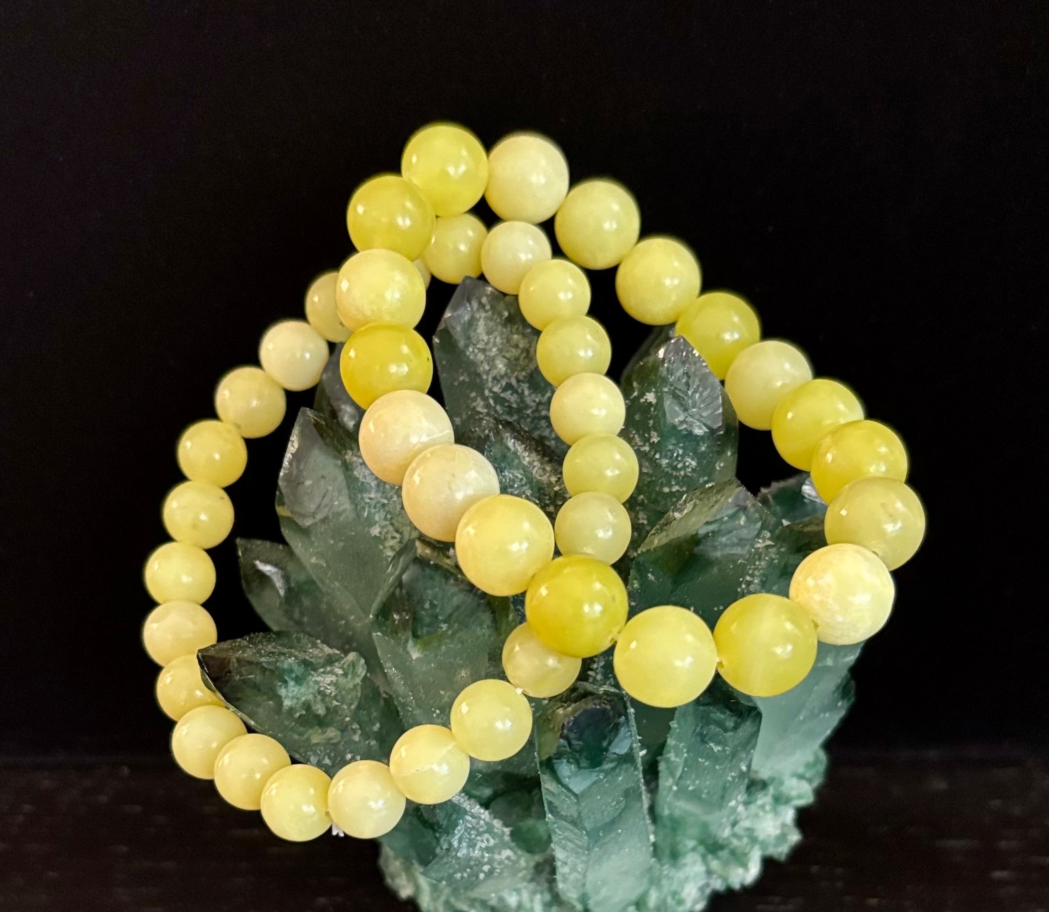 Lemon Jade Beaded Bracelet 8mm & 10mm – Reiki-Infused Joy, Abundance & Positive Energy Jewelry