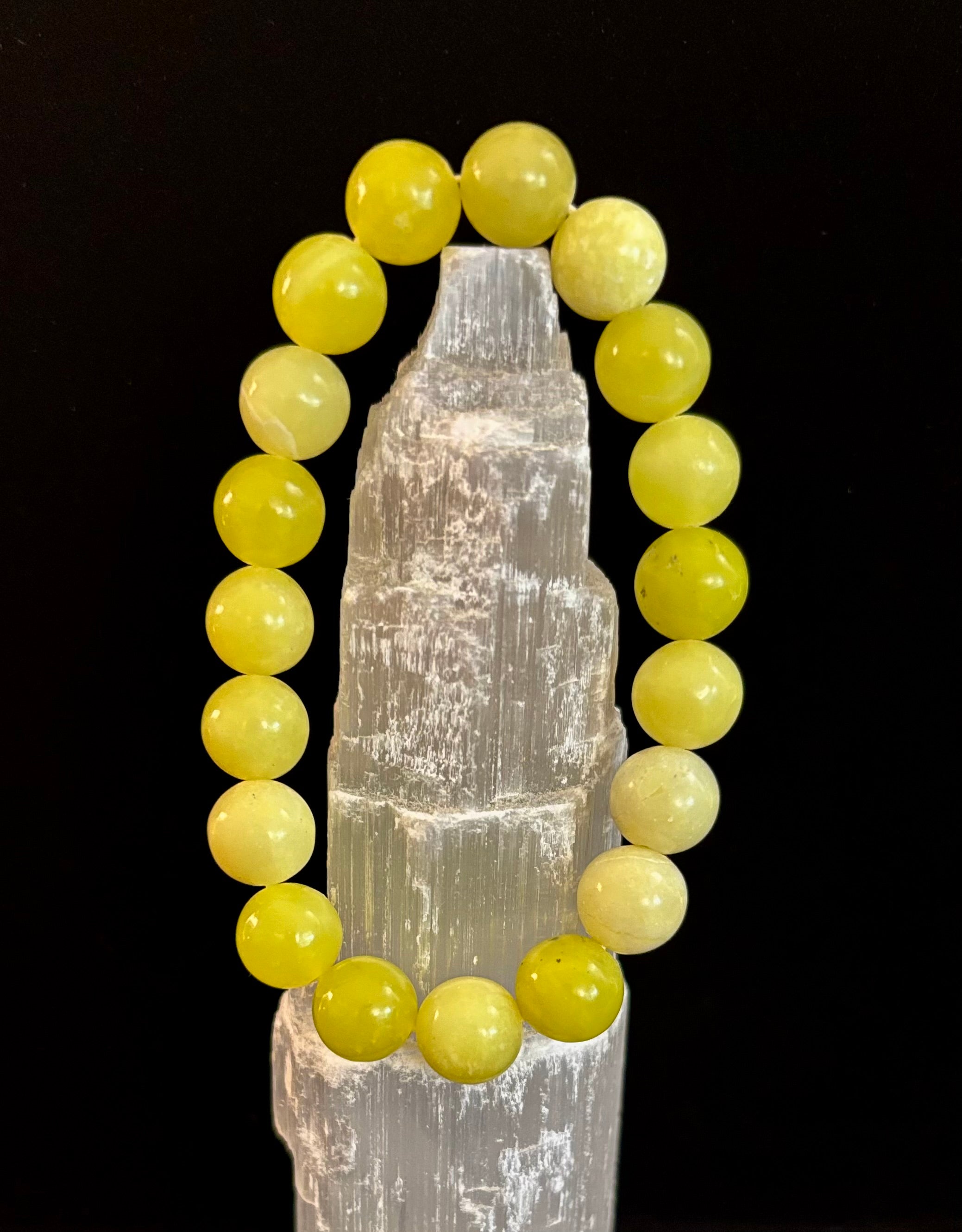 Lemon Jade Beaded Bracelet 8mm & 10mm – Reiki-Infused Joy, Abundance & Positive Energy Jewelry
