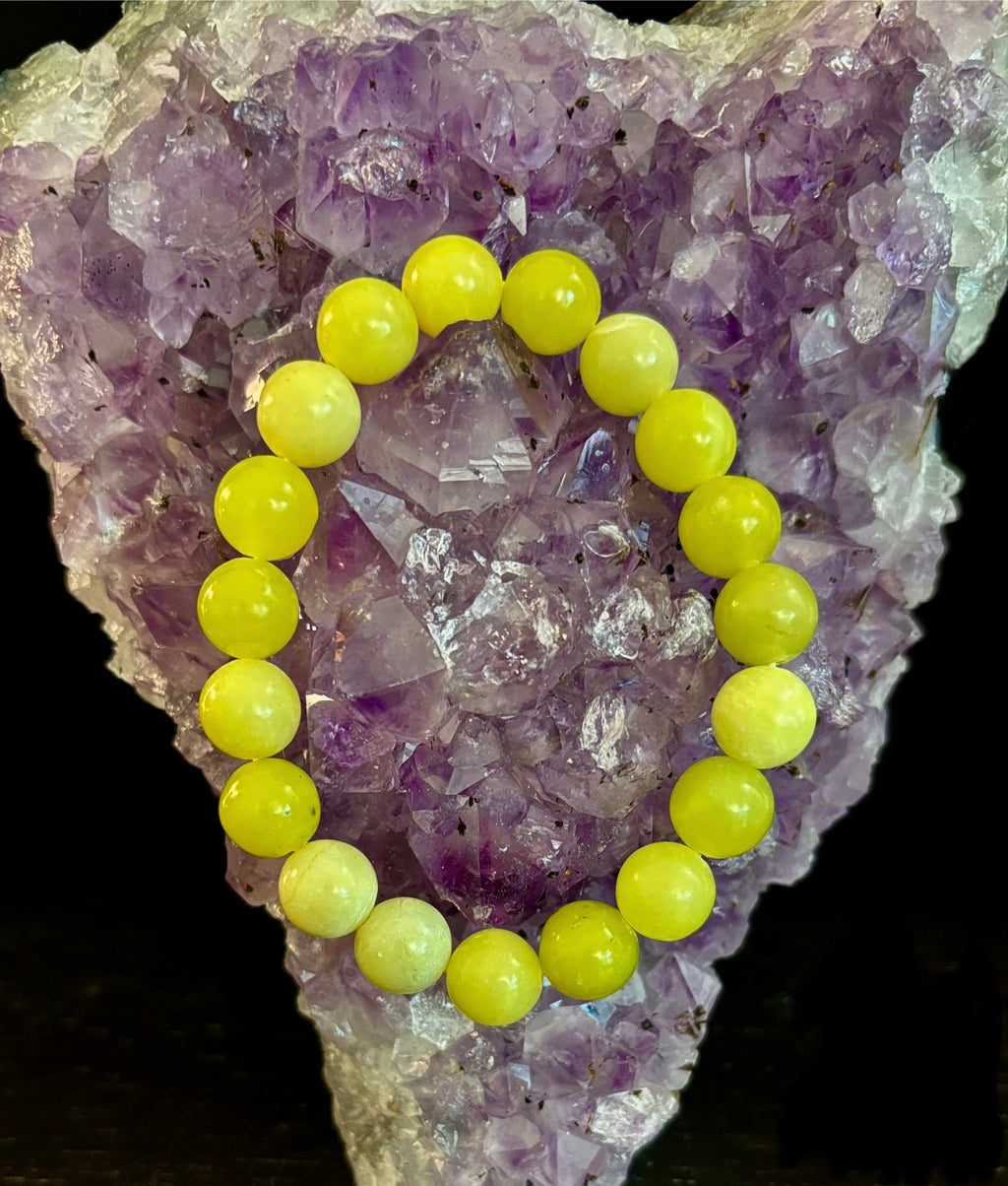 Lemon Jade Beaded Bracelet 8mm & 10mm – Reiki-Infused Joy, Abundance & Positive Energy Jewelry