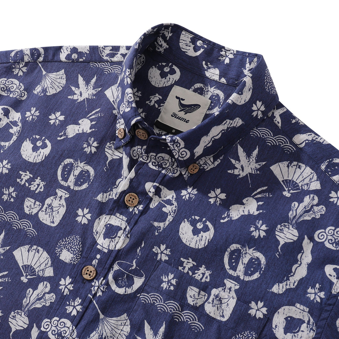 Kyoto Memories Men's Cotton Hawaiian Shirt Short Sleeve Aloha