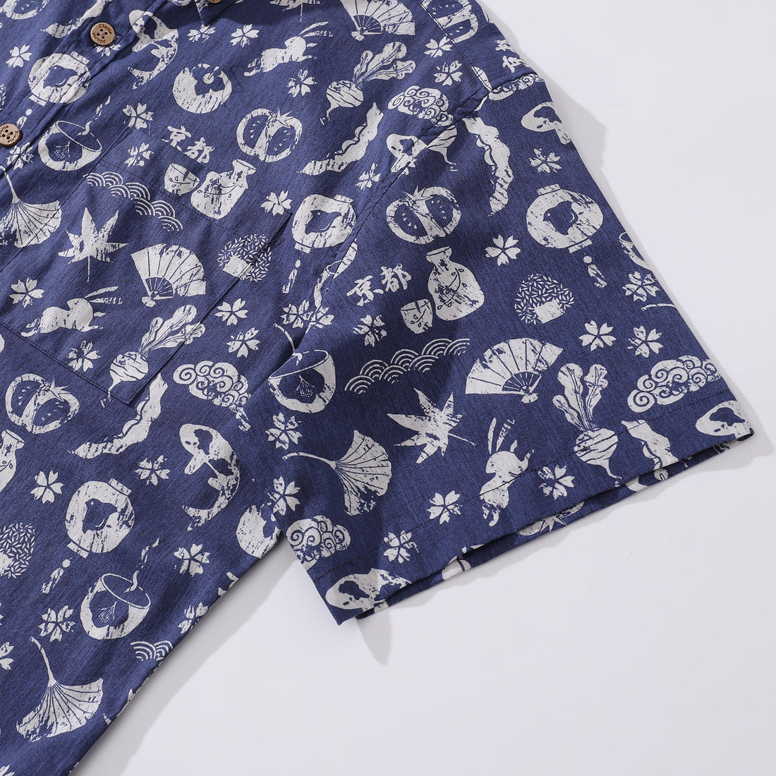 Kyoto Memories Men's Cotton Hawaiian Shirt Short Sleeve Aloha