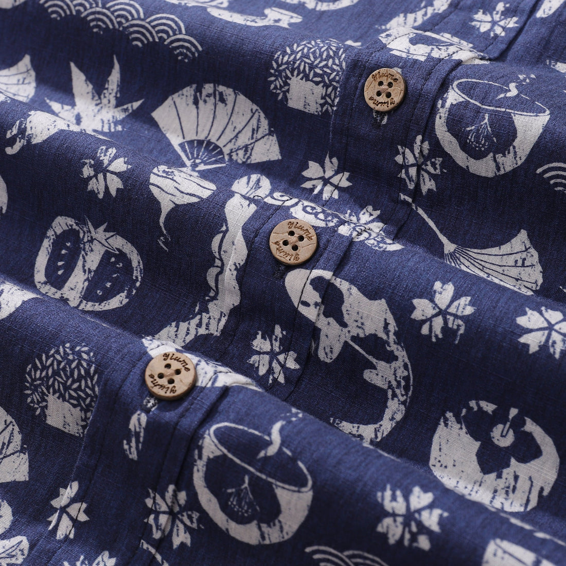 Kyoto Memories Men's Cotton Hawaiian Shirt Short Sleeve Aloha