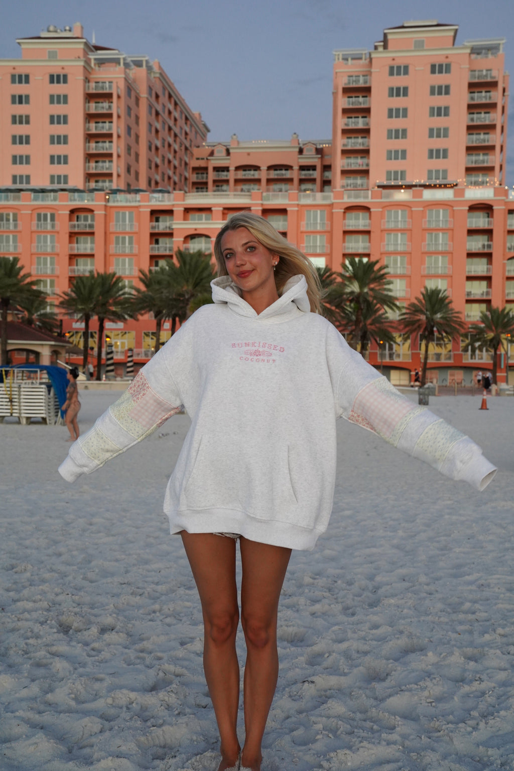 Quilted Pastel Embroidered Hoodie - Cozy Unisex Pullover