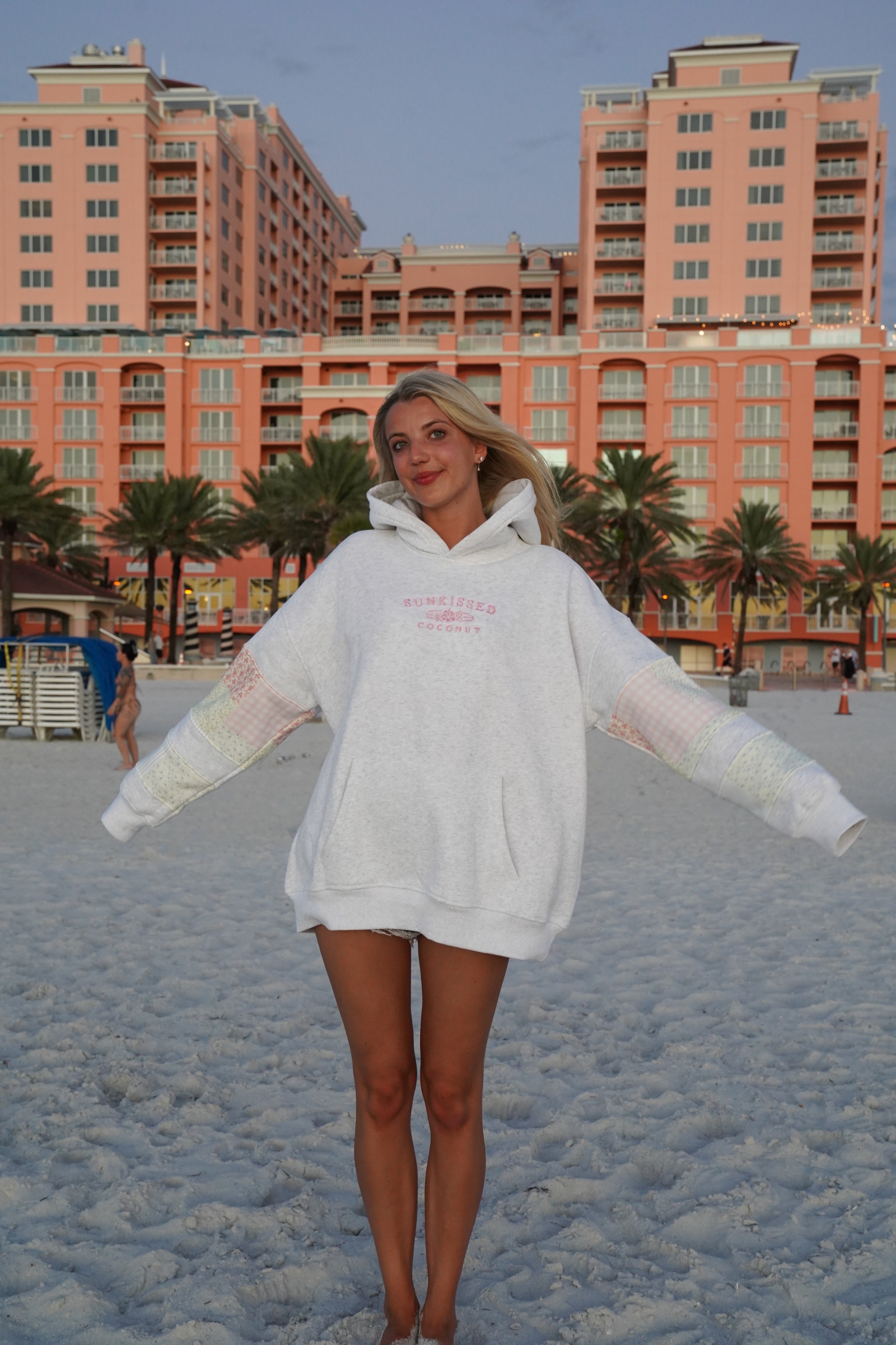 Quilted Pastel Embroidered Hoodie - Cozy Unisex Pullover