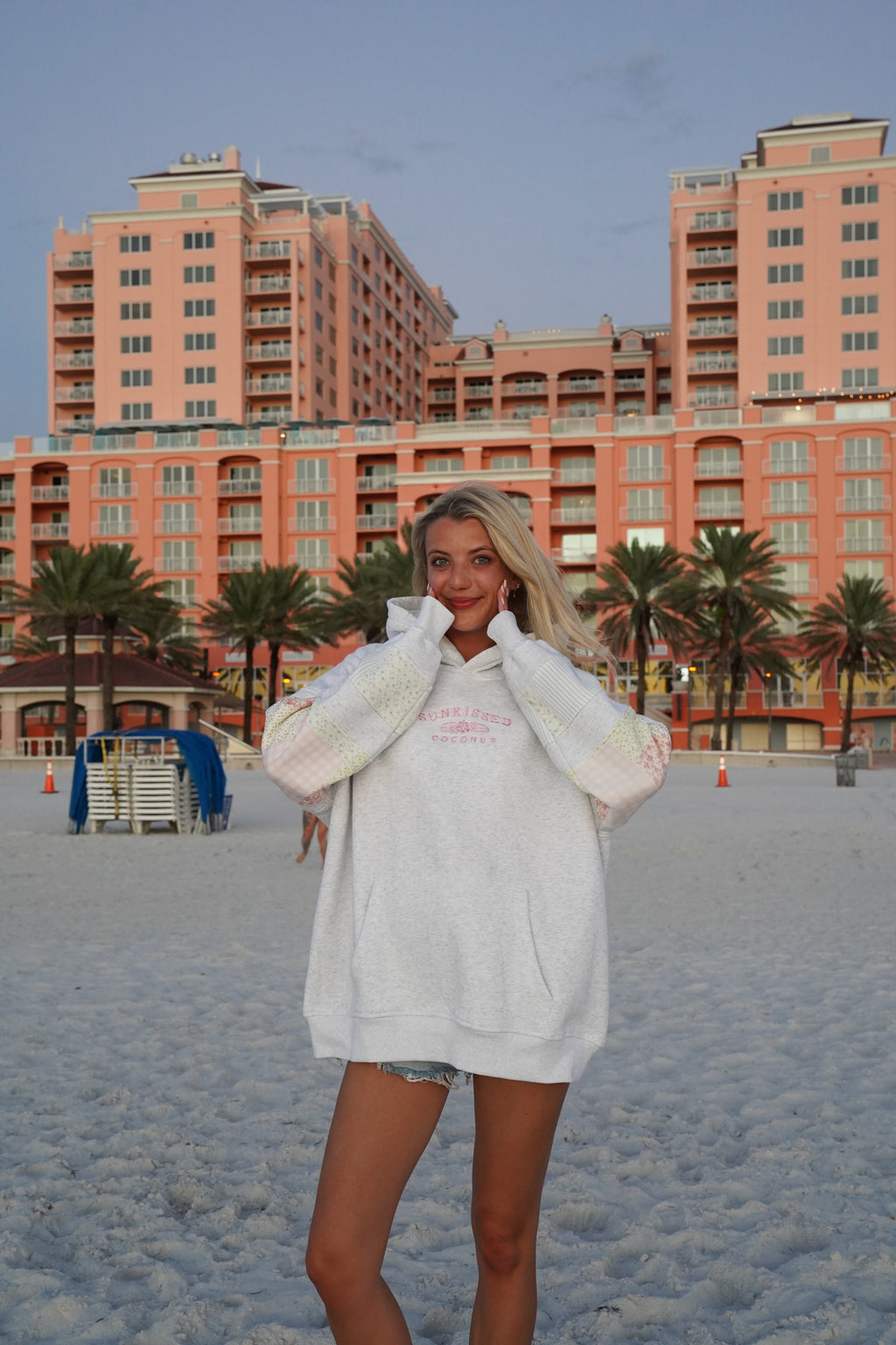 Quilted Pastel Embroidered Hoodie - Cozy Unisex Pullover
