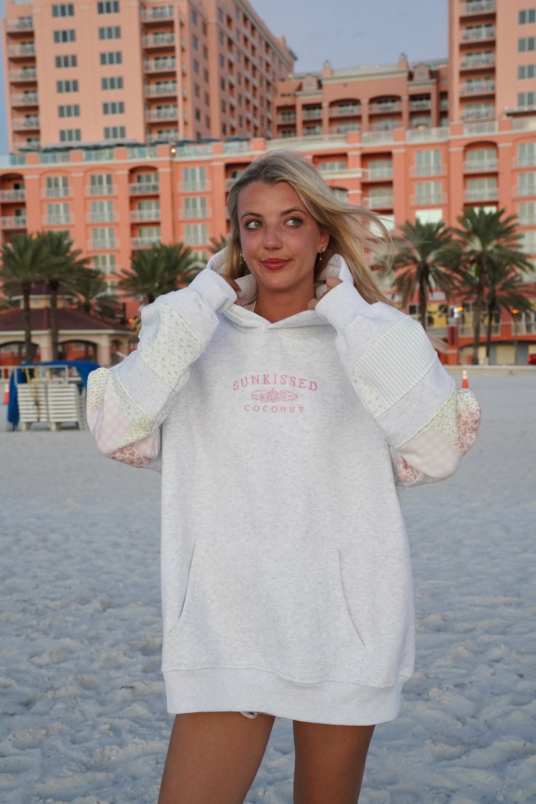 Quilted Pastel Embroidered Hoodie - Cozy Unisex Pullover