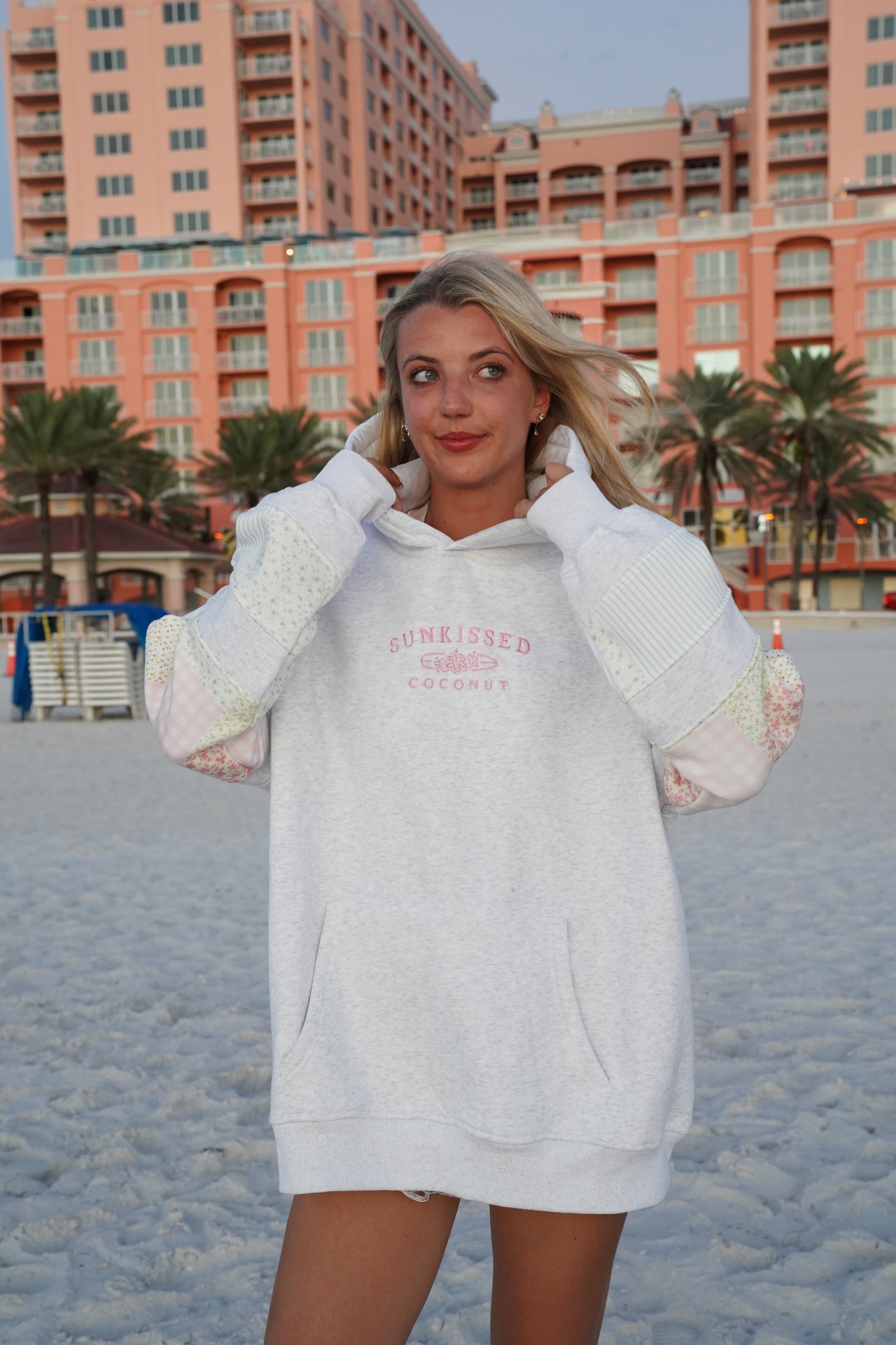 Quilted Pastel Embroidered Hoodie - Cozy Unisex Pullover