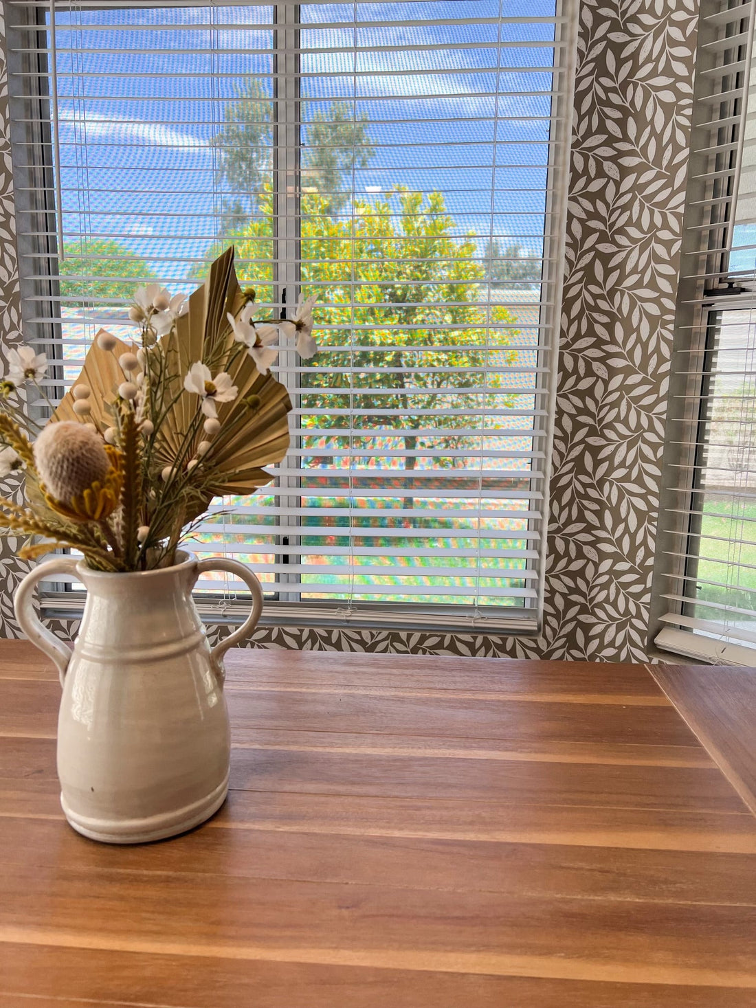 Harlow Floral Removable Wallpaper in Beige and White