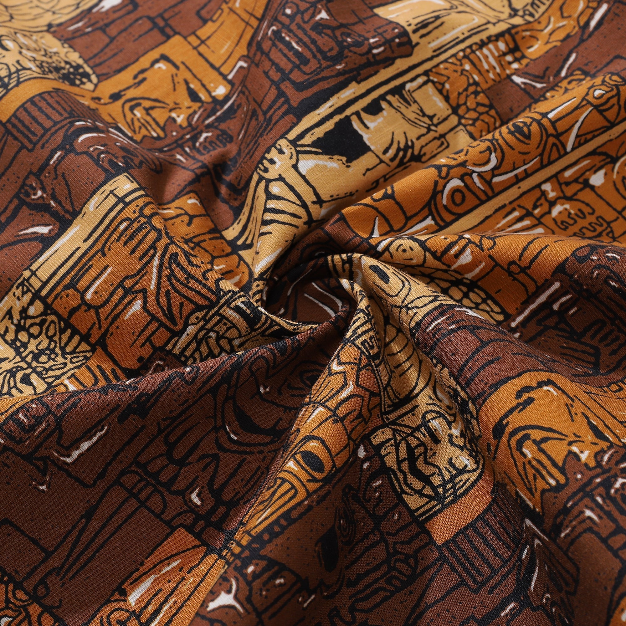 Men's 1940s Vintage Tiki Print Hawaiian Shirt - Cotton Aloha
