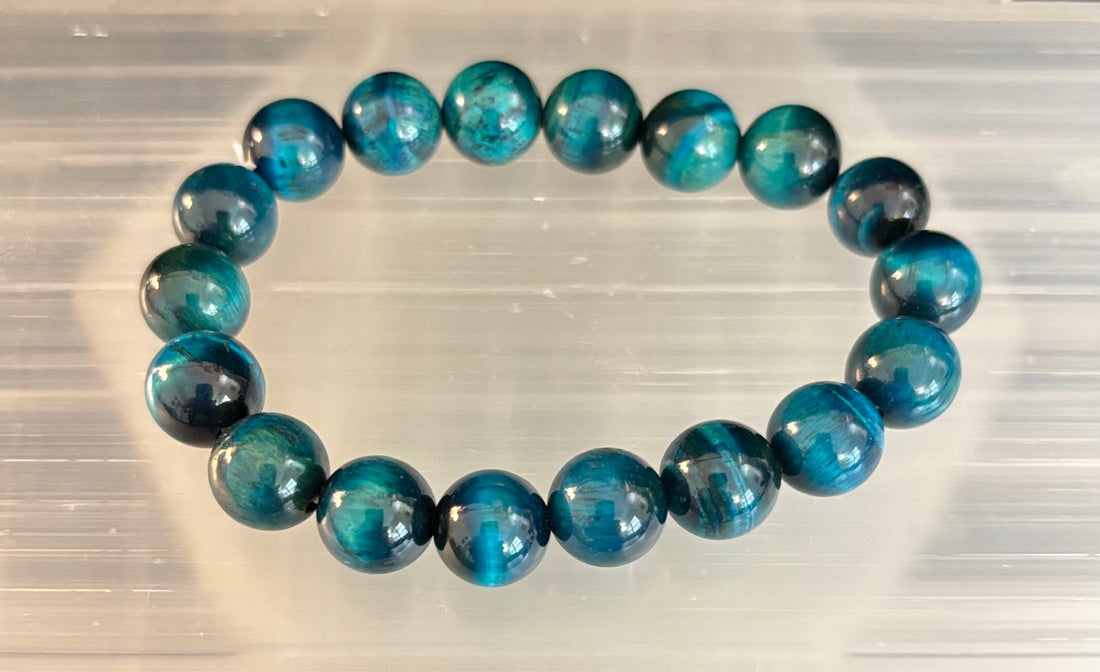 Blue Tiger Eye Reiki-Infused Focus & Confidence Bracelet (Medium–Large Wrist)