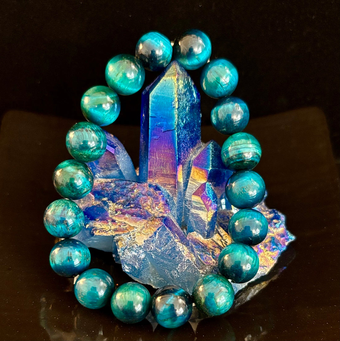 Blue Tiger Eye Reiki-Infused Focus & Confidence Bracelet (Medium–Large Wrist)