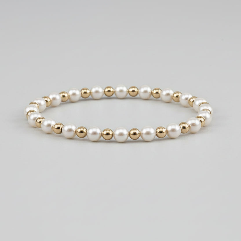 14K Gold Filled 2.5mm Gold Filled & 4mm Pearl Bead Bracelet